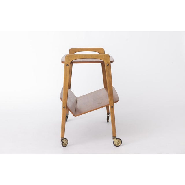 Mid-Century Modern Serving Bar Cart in Teak and Beech, German, 1960s For Sale - Image 4 of 12