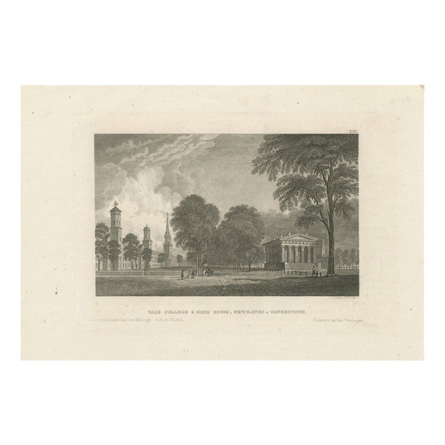 Joseph Meyer and Hermann Meyer, Yale College and State House New Haven Connecticut, 1850, Engraving For Sale