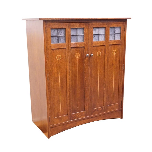 Stickley Stickley Furniture Harvey Ellis Solid Cherry Arts & Crafts Mission Style 51" Media Cabinet 89-1146 - #32 Onondaga Finish For Sale - Image 4 of 13