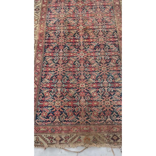 Persian Antique Persian Malayer with Aubergine & Denim Blue Rug 4 x 6.4 For Sale - Image 3 of 9