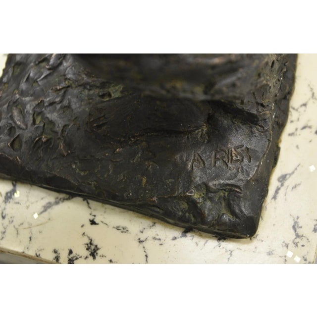 Vintage Mid Century Modern Bronze Nude Woman Sculpture Figure Signed "A Risi" For Sale - Image 16 of 18