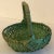 Mid 20th Century Vintage Asian Woven Green Basket With Handle For Sale - Image 5 of 8