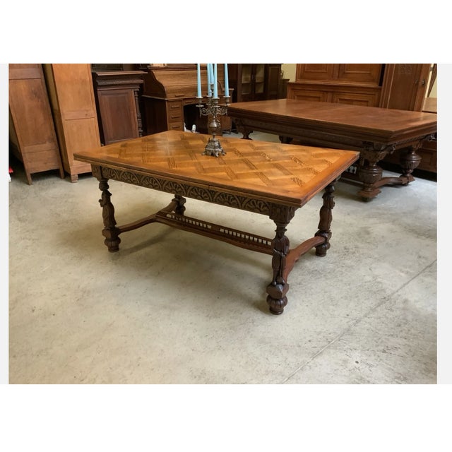 Brown Antique Extendable Table, 1945 For Sale - Image 8 of 10