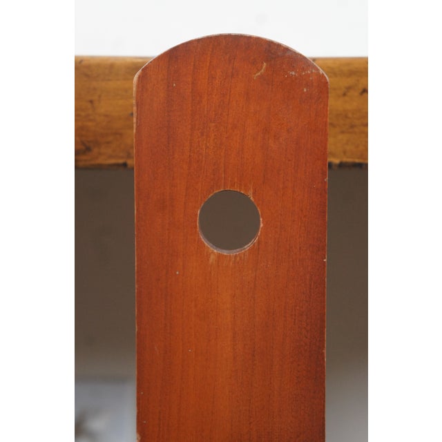 1970s 2 Shaker Early American Style Cherry Peg Rail Hurricane Wall Sconce Lights 34" For Sale - Image 9 of 12