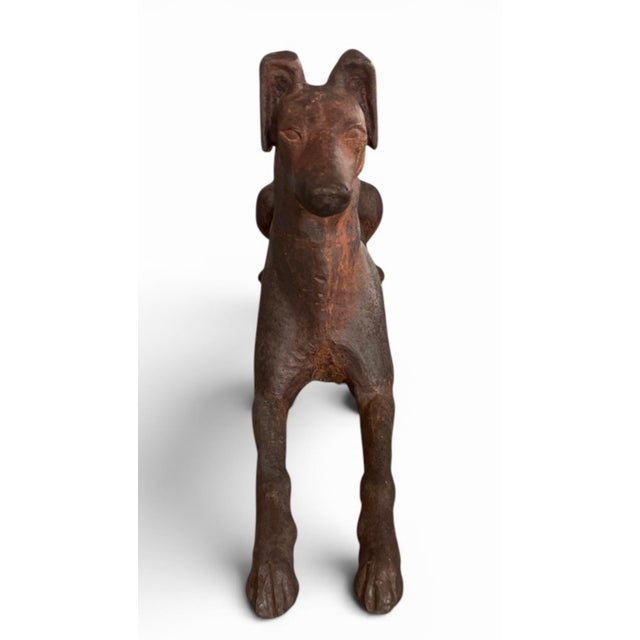 1990s 1990s Antique-Style Reclining Greyhound/Whippet Cast Iron Garden Statue For Sale - Image 5 of 12