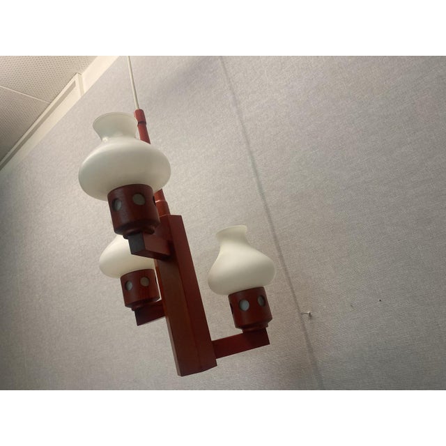 Vintage Danish Vitrika Chandelier in Wood and Glass, 1970s For Sale - Image 5 of 18