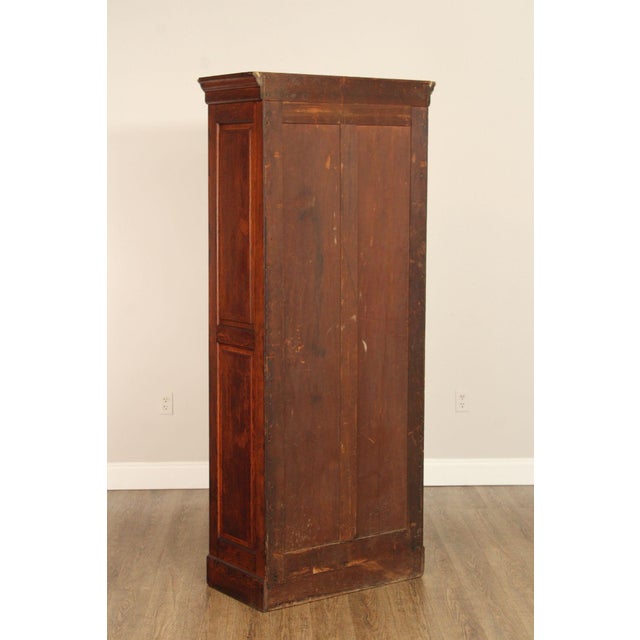 Antique Solid Oak Single Door Paneled Wardrobe For Sale - Image 14 of 18