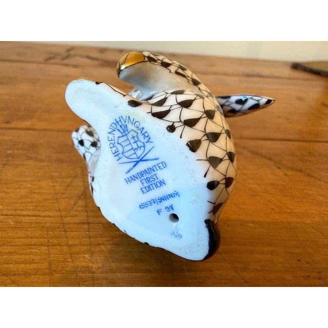 Herend Fishnet "Scratching" Bunny 1st Edition Ornament For Sale In Portland, OR - Image 6 of 6