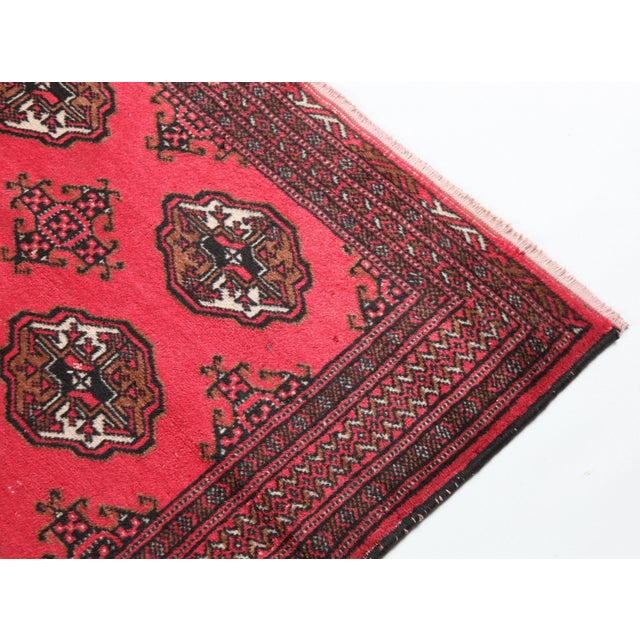 Late 20th Century Handwoven Turkmen Rug With Geometric Borders and Red Field -3' 2'' X 4' 7'' For Sale In Tampa - Image 6 of 10