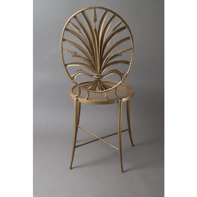 Gold Wheat Chair by S. Salvadori, Florence, 1960s For Sale - Image 4 of 13