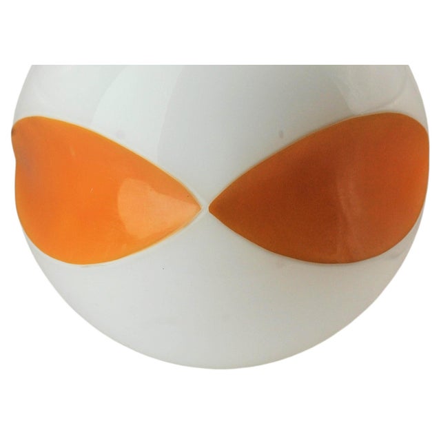 Mid-Century Modern Mid-Century Modern Space Age Orange and White Italian Opaline Glass Globular Lampshade, 1970s For Sale - Image 3 of 6