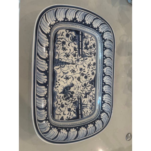 Blue Williams-Sonoma Blue and White Portuguese Serving Tray For Sale - Image 8 of 8