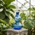 Vintage Hand Blown Blue Studio Art Glass Vase-Translucent-Double Gourd-Bottle For Sale - Image 4 of 9