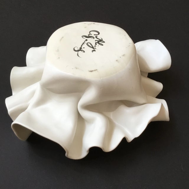White Bonnet Ruffled Organic Asymmetrical Handkerchief Bowl For Sale In San Francisco - Image 6 of 15