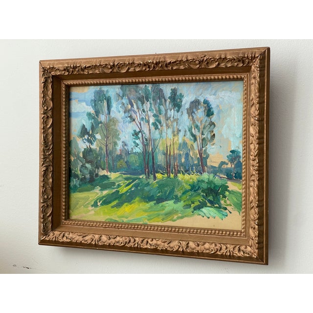 Late 20th Century Impressionist Oil on Board Grove of Trees, Framed For Sale - Image 9 of 17
