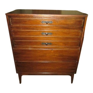 1950s Vintage Solid Wood Highboy Chest Hollywood Regency by Dixie For Sale