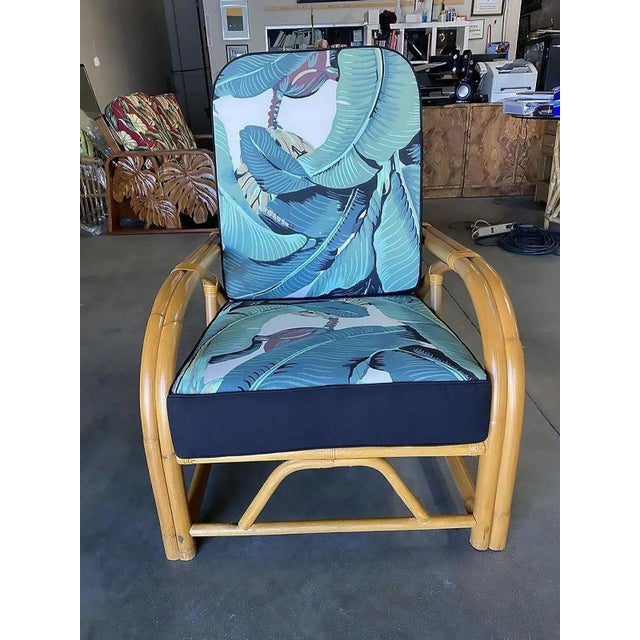 Mid-Century Modern Restored "40s Transition" 2-Strand Adjustable Back Rattan Lounge Chair, Pair For Sale - Image 3 of 8