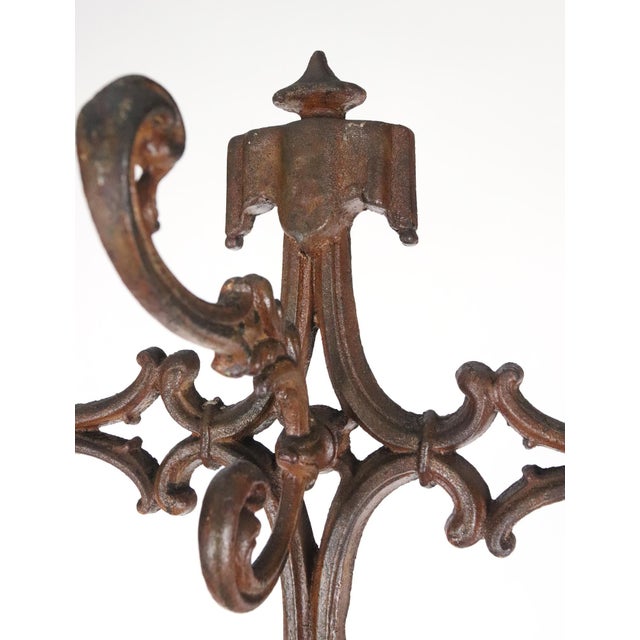 Metal Antique Freestanding Victorian Cast Iron Ornate Hall Tree For Sale - Image 7 of 12