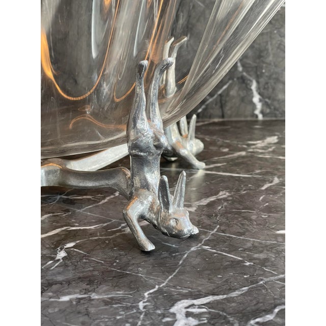 Vintage Arthur Court Acrylic Handkerchief Bowl With Rabbit Stand For Sale In Columbus - Image 6 of 9