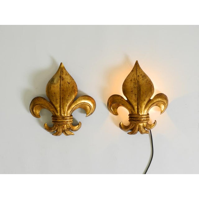 Gold Fleur-De-Lis Wall Lamps in Gold-Plated Metal by Hans Kögl, 1970s, Set of 2 For Sale - Image 8 of 18