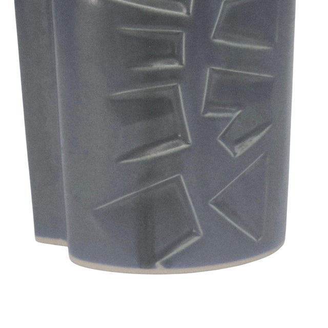 Ceramic Mid-Century Modern Brutalist Ceramic Vase Geometric Relief 11.75" For Sale - Image 7 of 12