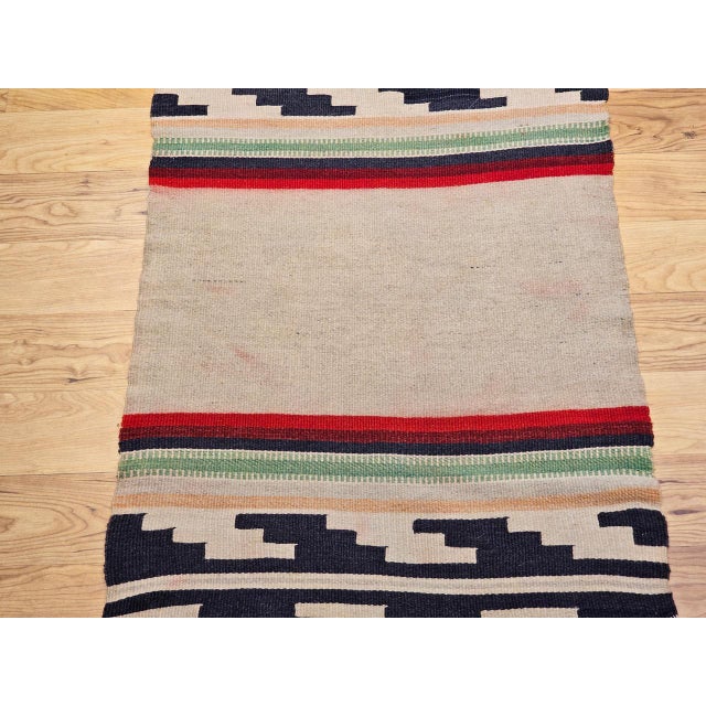 Vintage Native American Navajo Area Rug, Handwoven Wool, Stripe Pattern,Ivory & Red, 2x4 For Sale - Image 13 of 16