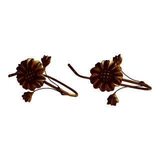 Vintage Gold Wash Curtain Tiebacks- a Pair For Sale