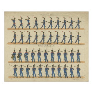 French Infantry Drill Line Soldiers and National Guard, 1800, Paper For Sale