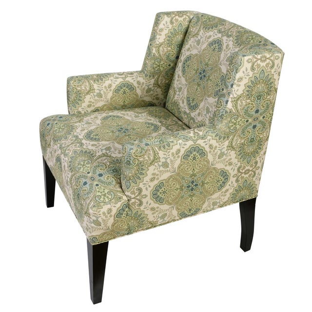 Donghia Pair of Vintage Donghia Chairs in Medallion Paisley Upholstery For Sale - Image 4 of 4