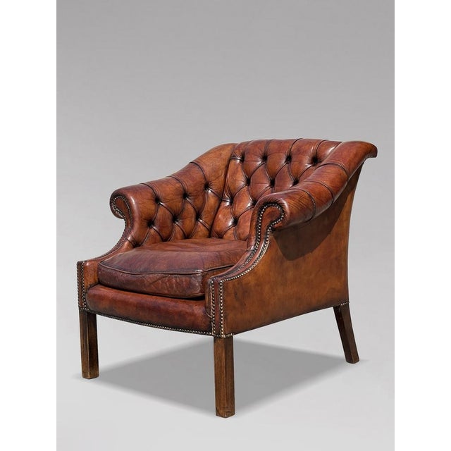 Antique Club Chair in Brown Leather, 1880 For Sale - Image 10 of 11