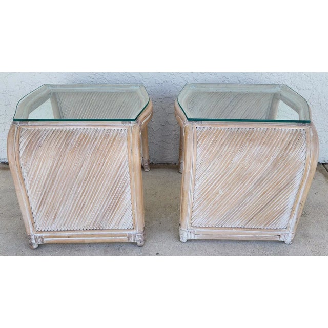Boho Chic Bamboo Waterfall Side Tables Set of 2 For Sale - Image 3 of 8