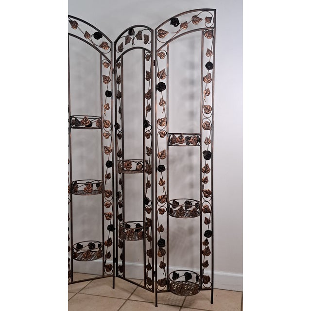 VTG Italian Gold Metal Grape Vine Folding Planter 3 Dividers Hollywood Regency For Sale - Image 9 of 17