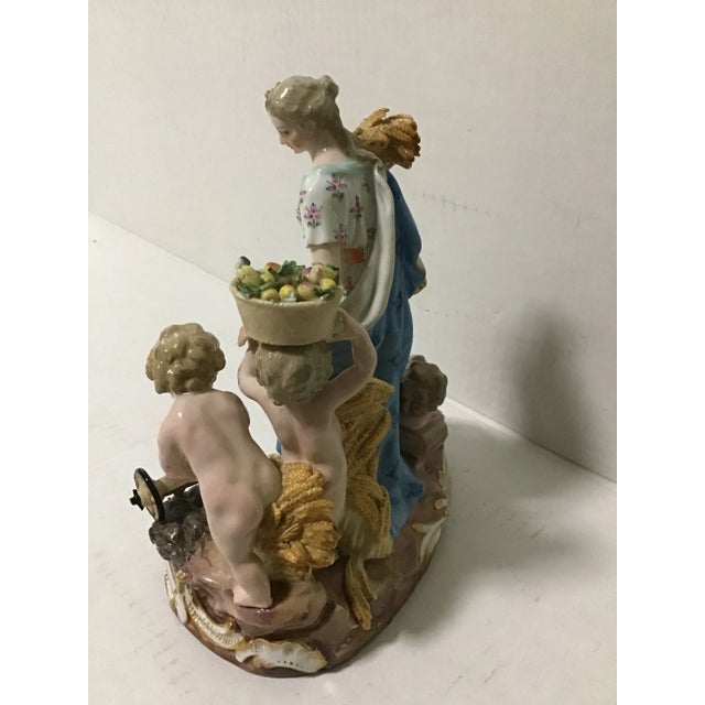 Art Deco Late 19th Century Meissen Porcelain Figurine Roman Goddess Cherub Allegory of Agriculture For Sale - Image 3 of 13