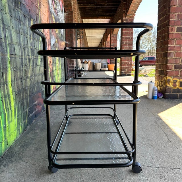 Metal Mid 20th Century Outdoor Patio Tubular Rolling Bar Cart For Sale - Image 7 of 12
