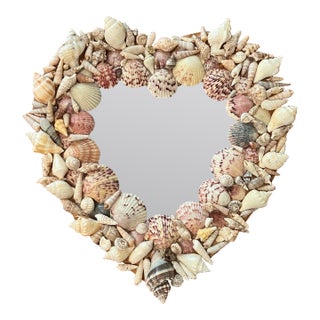 1980s Shell Encrusted Heart Mirror For Sale