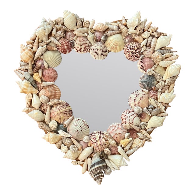 1980s Shell Encrusted Heart Mirror For Sale