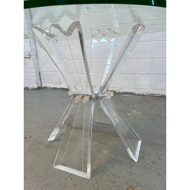 Mid 20th Century Mid 20th Century Hollywood Regency Style Lucite and Glass Dining Table For Sale - Image 5 of 7