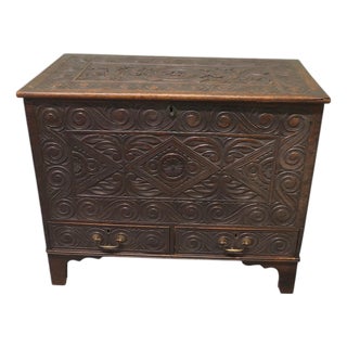 Carved Oak Mule Chest For Sale