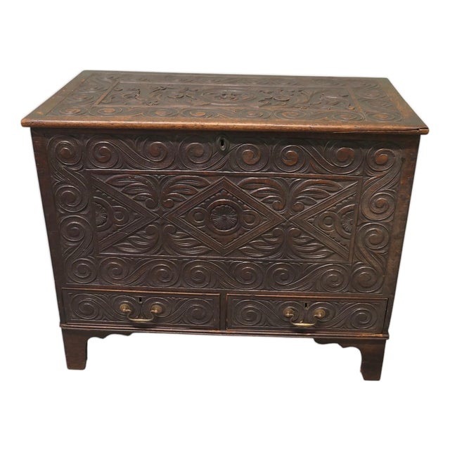 Carved Oak Mule Chest For Sale