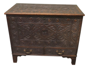 Carved Oak Mule Chest