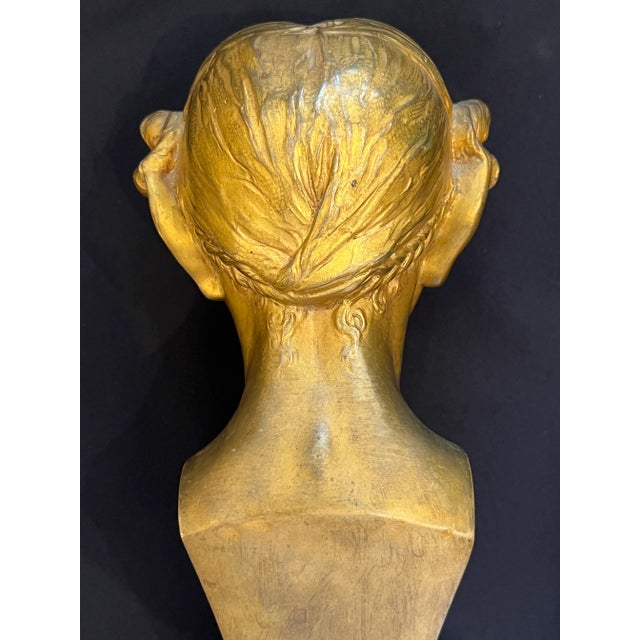 Art Nouveau French Bronze Bust of a Faun Signed Eugene Piron 1890 For Sale - Image 4 of 6