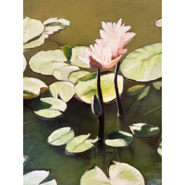 Elyse Gerard, Water Lilies at Noon, Oil Mounted on Linen, Early 21st Century For Sale - Image 4 of 6