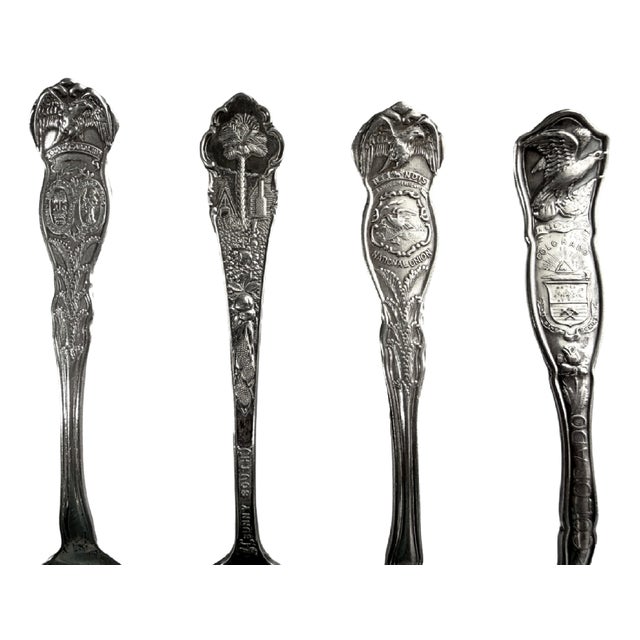 Early 20th Century Early 20th Century Silverplate Us State Seal Souvenir Spoons - Set of 14 For Sale - Image 5 of 6