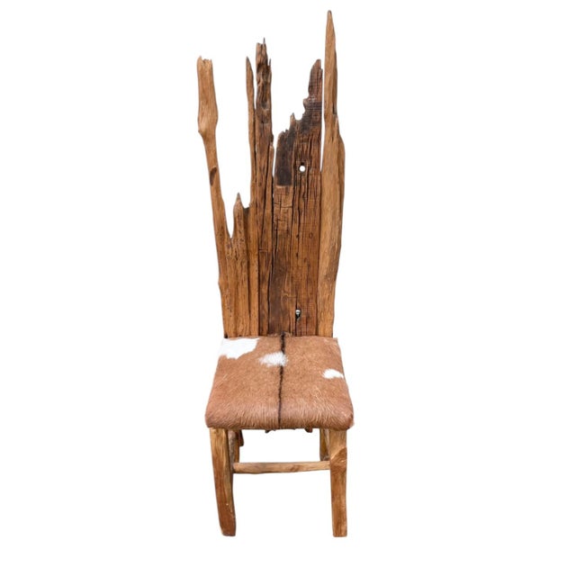 Rustic European Striking Organic Folk Driftwood Rustic Accent Chair For Sale - Image 3 of 8