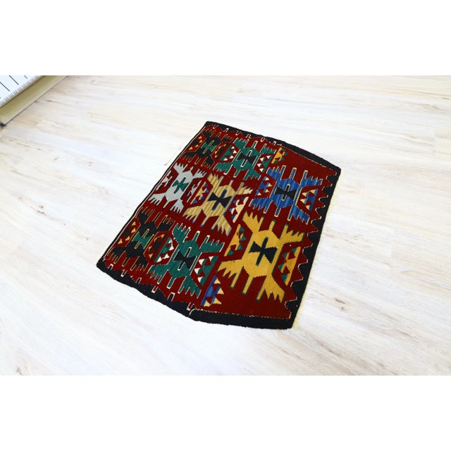 Mid-Century Modern 1960s Scandinavian Wool Red Handwoven Ethnic Kilim Rug For Sale - Image 3 of 13