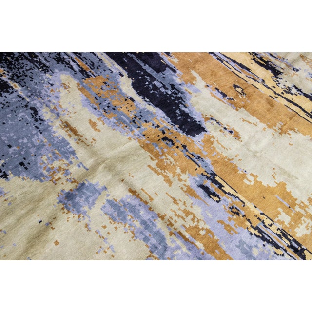 21st Century Modern Abstract Wool & Silk Rug 13 X 17 For Sale - Image 9 of 10