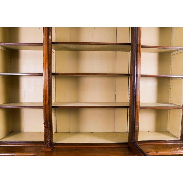 Antique Victorian Burr Walnut Breakfront Bookcase, 1800s For Sale - Image 11 of 18