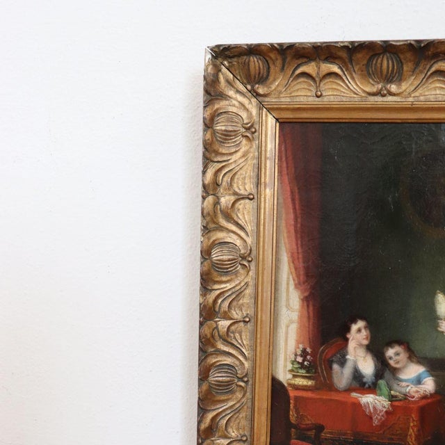 Scene Between Girls, 19th Century, Oil Painting on Canvas, Framed For Sale - Image 10 of 18