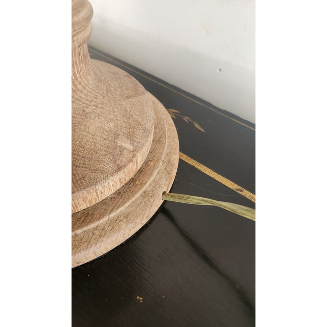 Vintage Natural Wood Urn Table Lamps, Turned Solid Oak / Ash Style - a Pair For Sale - Image 16 of 18