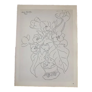 Vintage Signed Henri Matisse Mid 20th Century Abstract Botanical Still Life Lithograph